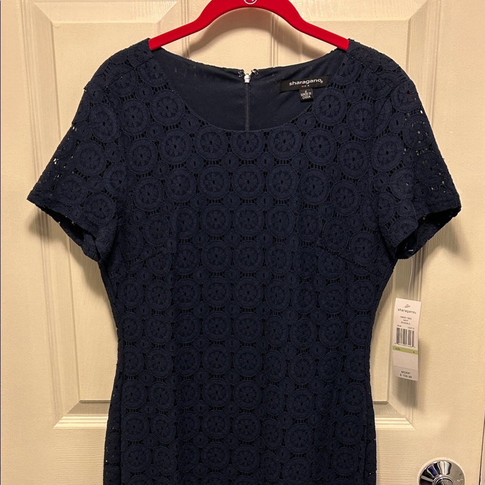 Sharagano Midnight Blue Lace Dress